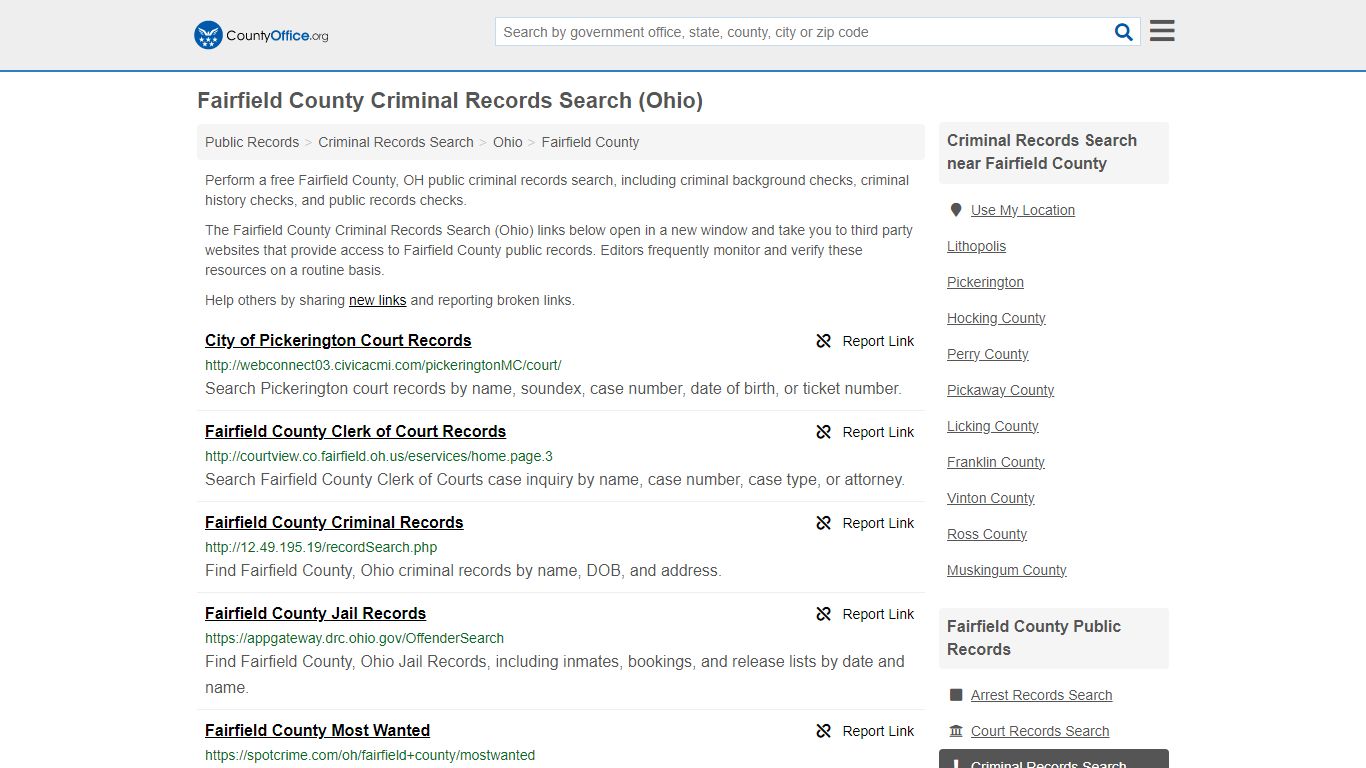 Criminal Records Search - Fairfield County, OH (Arrests, Jails & Most ...